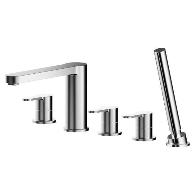 Nuie Arvan 5 - Hole Pillar Mounted Bath Shower Mixer Tap - Chrome - ARV314 - TAP 'N' SHOWER