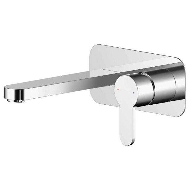 Nuie Arvan Wall Mounted 2 - Hole Wall Mounted Basin Mixer Tap with Plate - Chrome - ARV328 - TAP 'N' SHOWER