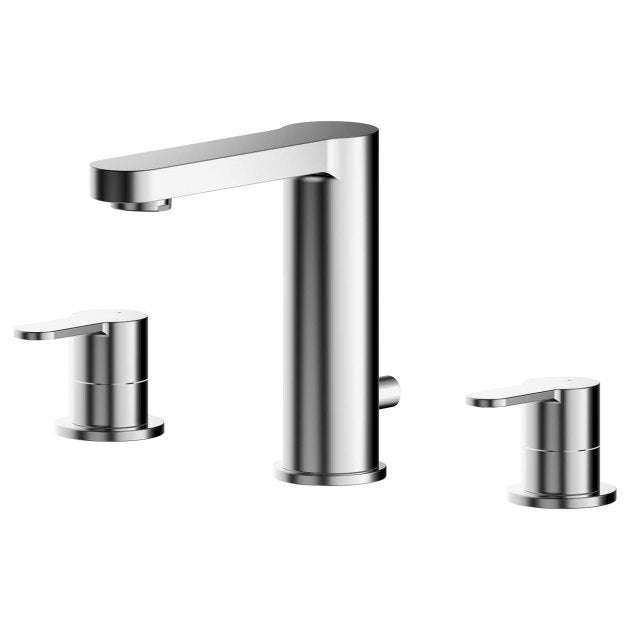 Nuie Arvan Modern Pop - Up Waste 3 - Hole Basin Mixer Tap - Chrome - ARV337 - TAP 'N' SHOWER