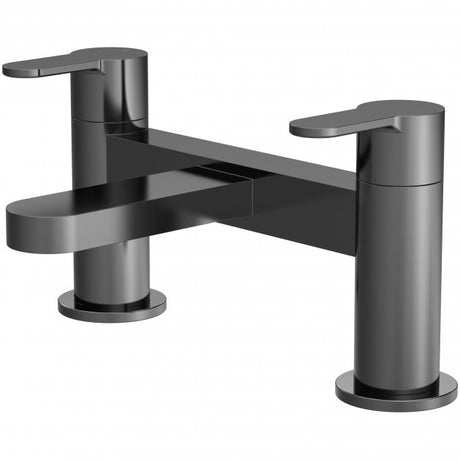 Nuie Arvan Pillar Mounted Bath Filler Tap - Brushed Gun Metal - ARV703 - TAP 'N' SHOWER