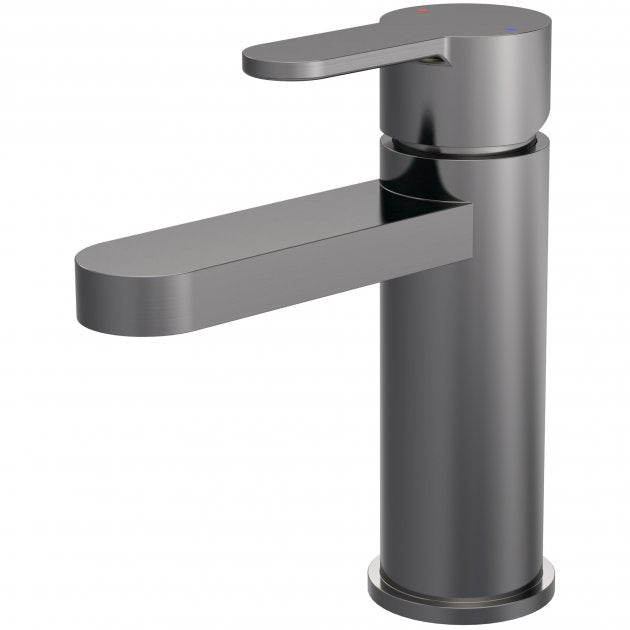 Nuie Arvan Mono Basin Mixer Tap with Push Button Waste - Brushed Gun Metal - ARV705 - TAP 'N' SHOWER