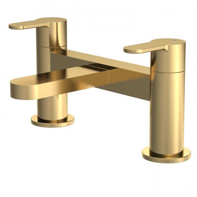 Nuie Arvan Modern Pillar Mounted Bath Filler Tap - Brushed Brass - ARV803