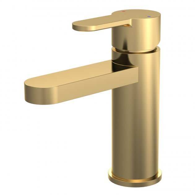 Nuie Arvan Push Button Waste Mono Basin Mixer Tap - Brushed Brass - ARV805