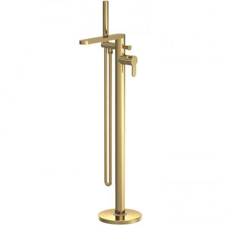 Nuie Arvan Modern Freestanding Bath Shower Mixer Tap with Shower Kit - Brushed Brass - ARV821