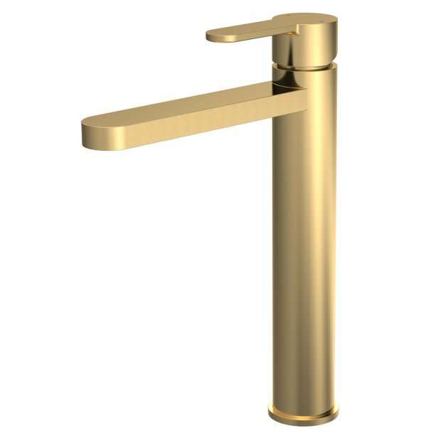 Nuie Arvan Modern Tall Mono Basin Mixer Tap - Brushed Brass - ARV870
