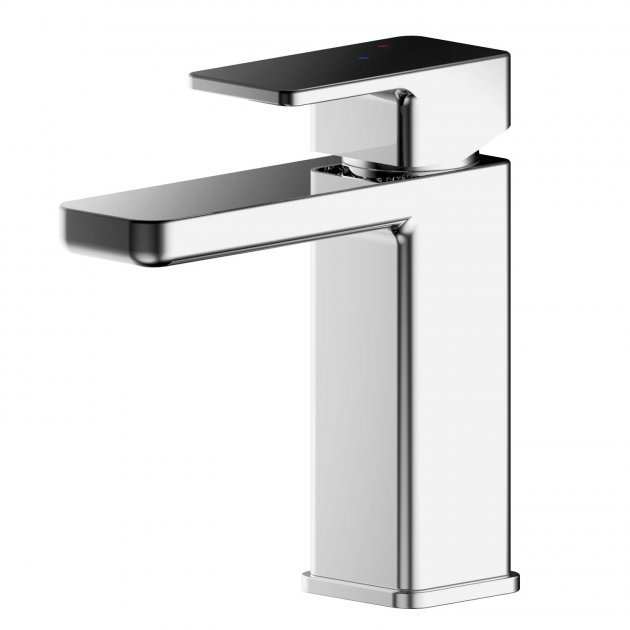 Nuie Windon Modern Square Mono Basin Mixer Tap with Push Button Waste - Chrome - WIN305EC - TAP 'N' SHOWER