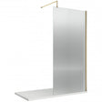 Nuie Fluted Wet Room Screen 1850mm High x 1000mm Wide with Support Bar 8mm Glass - Brushed Brass - WRFL18510BB - TAP 'N' SHOWER