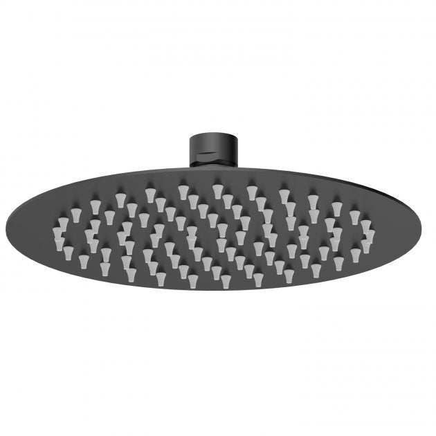 Nuie Round Modern Fixed Shower Head 200mm x 200mm - Matt Black - A4082 - TAP 'N' SHOWER