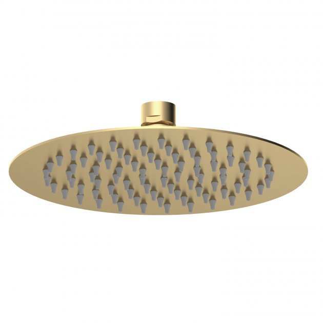 Nuie Round Fixed Modern Shower Head 200mm x 200mm - Brushed Brass - A8082