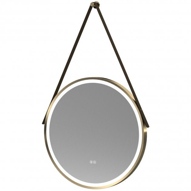Nuie Salana 600mm Diameter Round LED Bathroom Mirror with Touch Sensor - Brushed Brass - LQ712 - TAP 'N' SHOWER