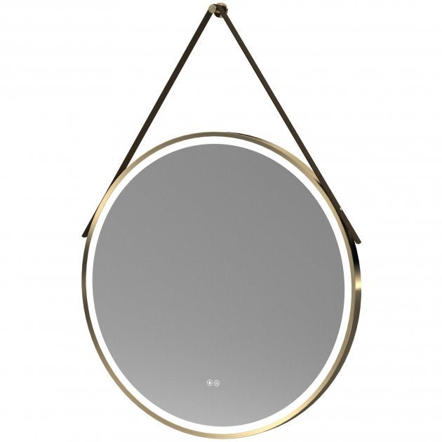 Nuie Salana 800mm Diameter Round LED Bathroom Mirror with Touch Sensor - Brushed Brass - LQ722 - TAP 'N' SHOWER
