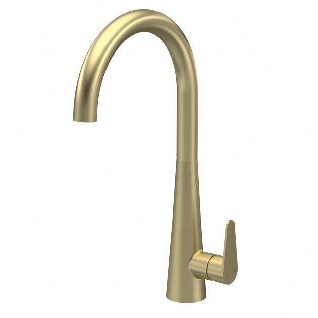 Launde Abbey Samir Mono Kitchen Sink Mixer Tap Single Lever Handle - Brushed Brass - TAP 'N' SHOWER