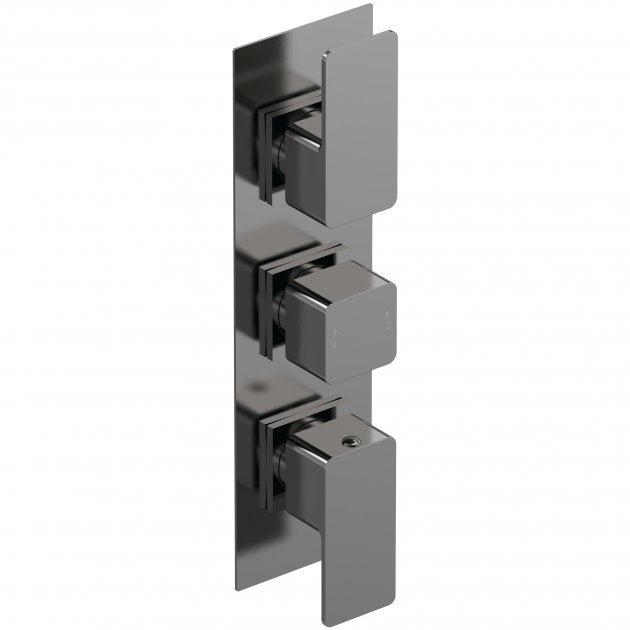 Nuie Windon Thermostatic Concealed Shower Valve Triple Handle - Brushed Gun Metal - WIN7TR02 - TAP 'N' SHOWER
