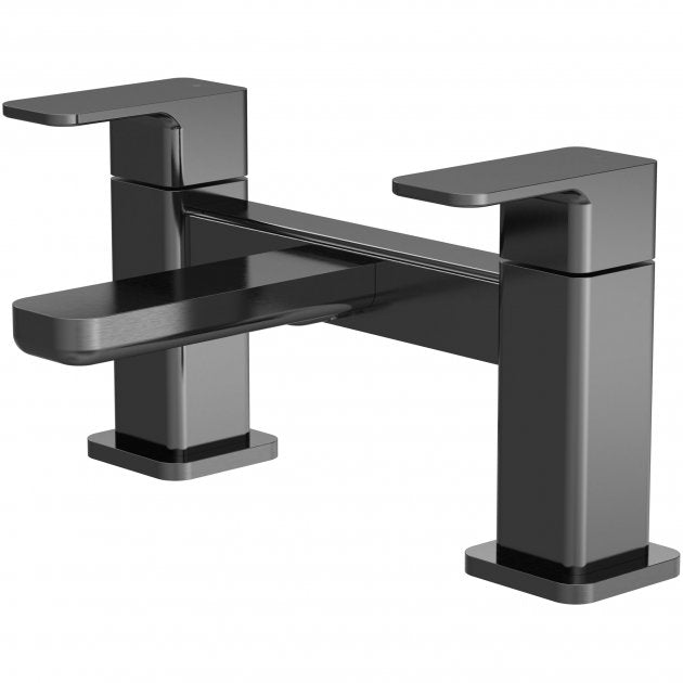Nuie Windon Pillar Mounted Bath Filler Tap - Brushed Gun Metal - WIN703 - TAP 'N' SHOWER