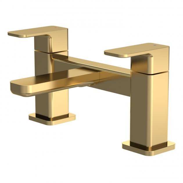 Nuie Windon Modern Pillar Mounted Bath Filler Tap - Brushed Brass - WIN803