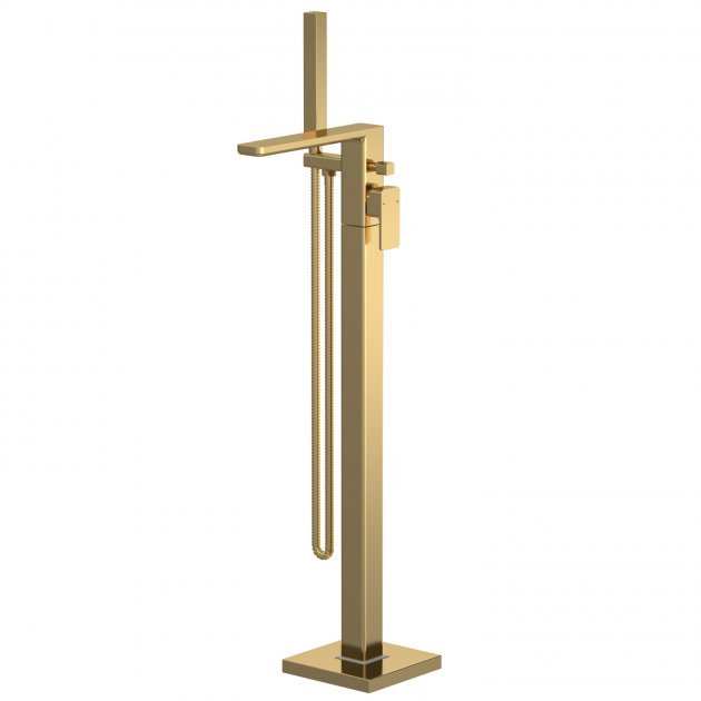Nuie Windon Modern Freestanding Bath Shower Mixer Tap with Shower Kit - Brushed Brass - WIN821 - TAP 'N' SHOWER