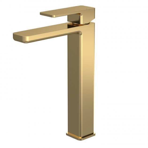 Nuie Windon Modern Tall Mono Basin Mixer Tap - Brushed Brass - WIN870 - TAP 'N' SHOWER