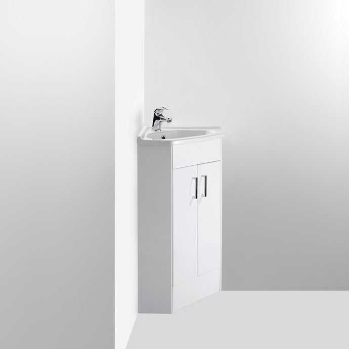 Nuie Mayford 1 Tap Hole Corner Vanity Unit Basin 550mm Wide - White -