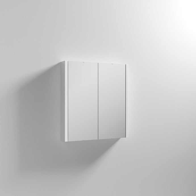 Nuie Parade 2-Door Wide Mirrored Cabinet 600mm - Gloss White - NVM113