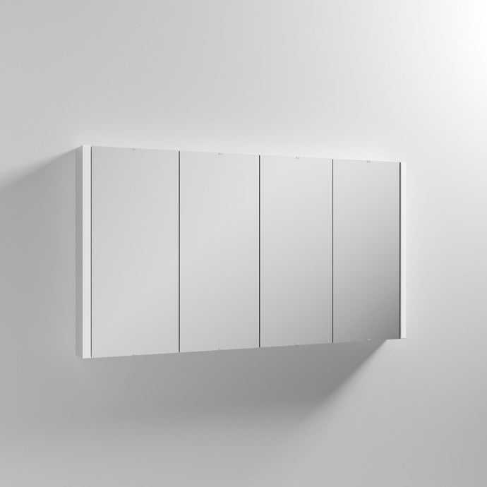 Nuie Eden 650mm Height x 1200mm Width 4-Door Mirrored Cabinet - White