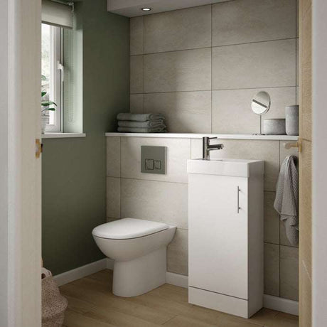 Nuie Vault Gloss White Contemporary Floor Standing Cabinet & Basin 400