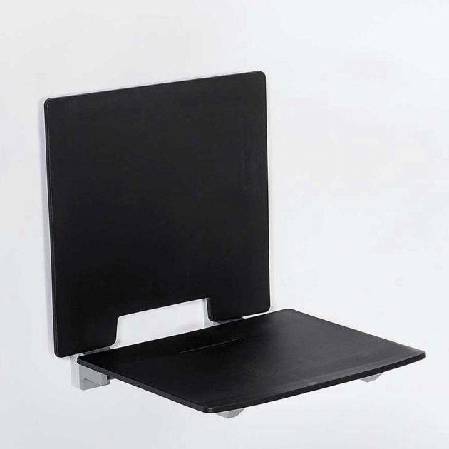 Nymas NymaSTYLE Contemporary Slimline Shower Seat with Back Rest - Black - 331003/BL - TAP 'N' SHOWER