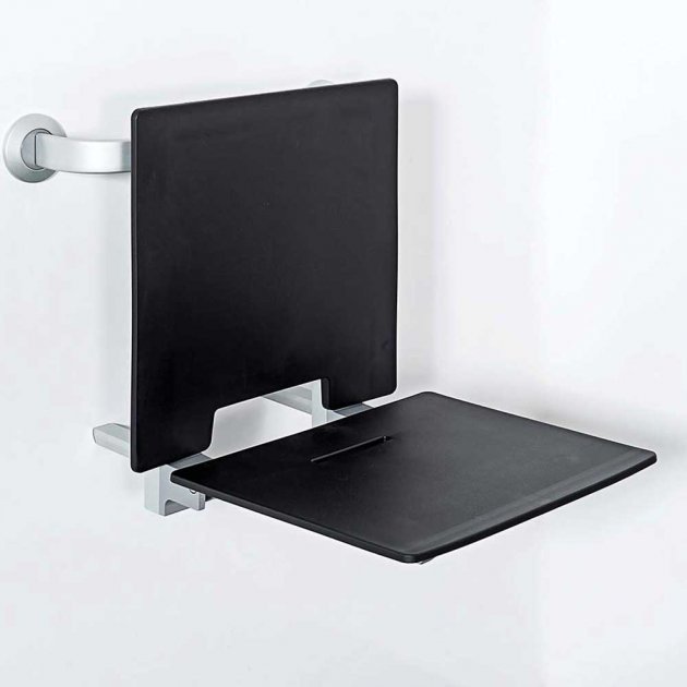 Nymas NymaSTYLE Contemporary Removable Slimline Shower Seat with Back Rest - Black - 331004/BL - TAP 'N' SHOWER
