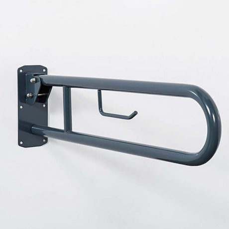 Nymas NymaCARE Lift and Lock Hinged Grab Rail with Roll Holder 800mm Length - Dark Grey - 211480/DG