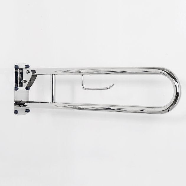 Nymas NymaPRO Lift and Lock Hinged Grab Rail with Roll Holder 800mm Length - Polished - 211480/SP