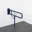 Nymas NymaPRO Lift and Lock Hinged Grab Rail with Toilet Roll Holder and Leg 800mm Length - Dark Blue - 211580/DB