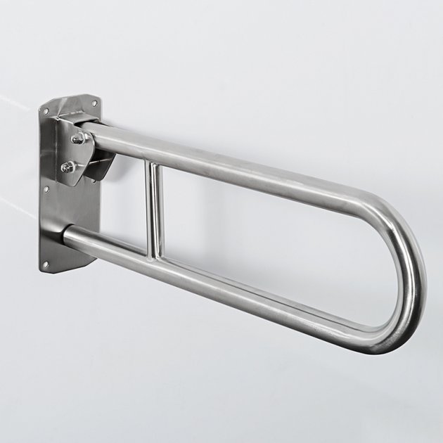 Nymas NymaPRO Stainless Steel Lift and Lock Hinged Grab Rail 650mm Length - Satin - 211865/SS