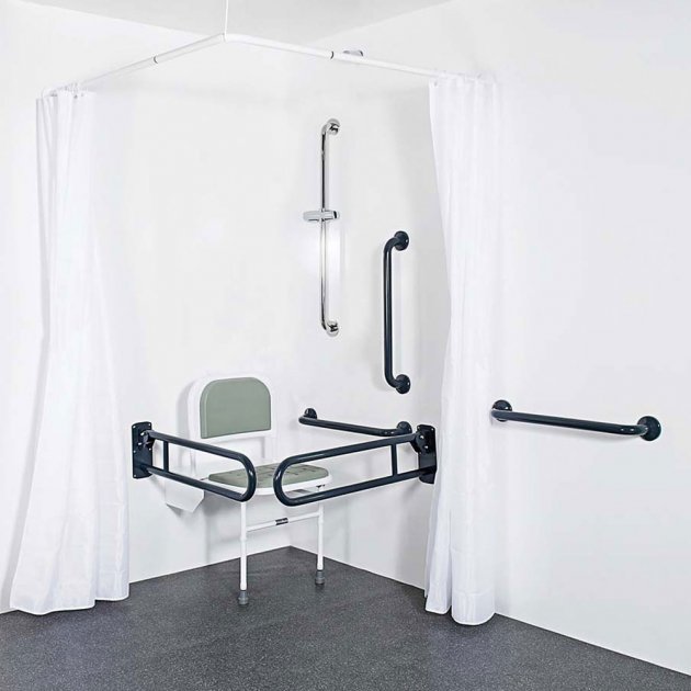 Nymas NymaCARE Doc M Shower Grab Rail Pack with Concealed Fixings - Dark Blue Grab Rails - 230402/DB