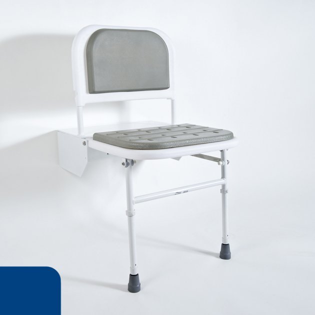 Nymas NymaSTYLE Doc M Padded Shower Seat with Legs and White Frame - Dark Blue - SB-085/DB