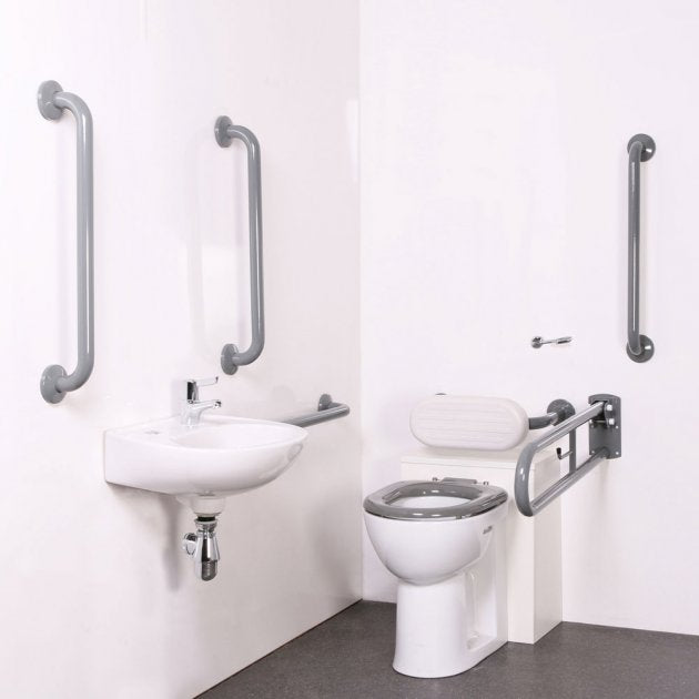 Nymas NymaPRO Back to Wall Doc M Toilet Pack with Exposed Fixings - Grey Grab Rails - DM820K/GY