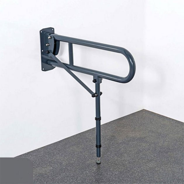 Nymas NymaPRO Lift and Lock Hinged Grab Rail with Leg 650mm Length - Dark Grey - 211965/DG