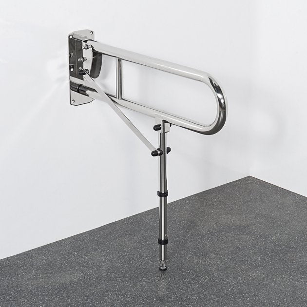 Nymas NymaPRO Lift and Lock Hinged Grab Rail with Leg 650mm Length - Polished - 211965/SP