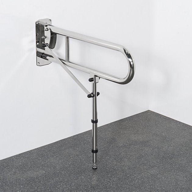 Nymas NymaPRO Lift and Lock Hinged Grab Rail with Leg 800mm Length - Polished - 211980/SP