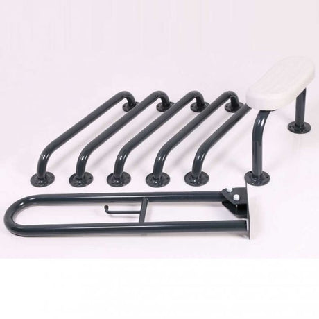 Nymas NymaPRO Exposed Fixing Grab Rails with Back Rest for Doc M Toilet Pack - Dark Grey - BLLDMT-0/DG