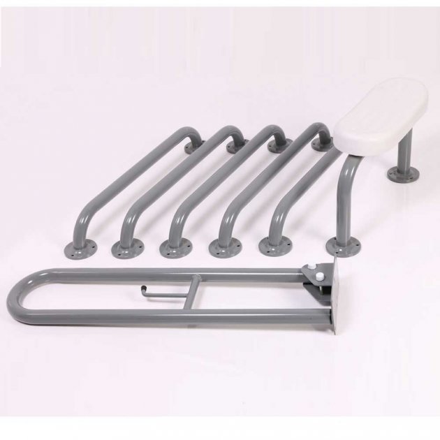 Nymas NymaPRO Exposed Fixing Grab Rails with Back Rest for Doc M Toilet Pack - Grey - BLLDMT-0/GY