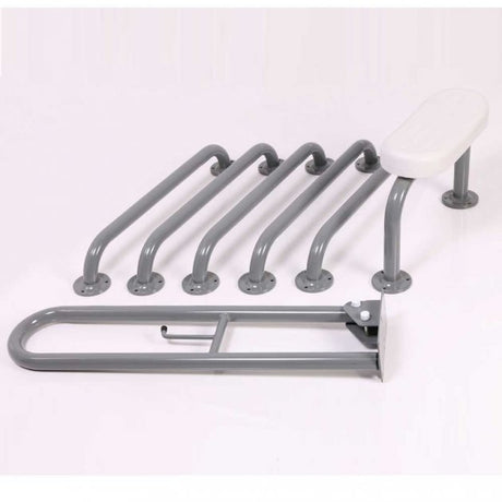 Nymas NymaPRO Exposed Fixing Grab Rails with Back Rest for Doc M Toilet Pack - Grey - BLLDMT-0/GY