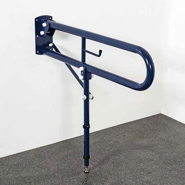Nymas NymaPRO Trombone Hinged Support Steel Grab Rail with Leg 800mm Length - Dark Blue - DDGR - BP/DB - TAP 'N' SHOWER