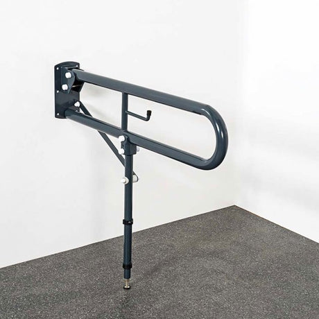 Nymas NymaPRO Trombone Hinged Support Steel Grab Rail with Leg 800mm Length - Dark Grey - DDGR-BP/DG