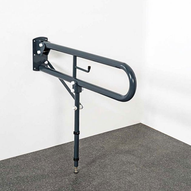 Nymas NymaPRO Trombone Hinged Support Steel Grab Rail with Leg 800mm Length - Dark Grey - DDGR-BP/DG