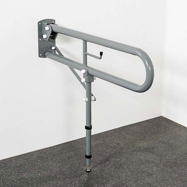 Nymas NymaPRO Trombone Hinged Support Steel Grab Rail with Leg 800mm Length - Grey - DDGR-BP/GY