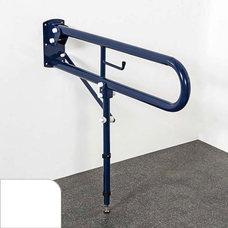 Nymas NymaPRO Trombone Hinged Support Steel Grab Rail with Leg 800mm Length - White - DDGR-BP/WH