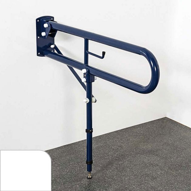 Nymas NymaPRO Trombone Hinged Support Steel Grab Rail with Leg 800mm Length - White - DDGR-BP/WH