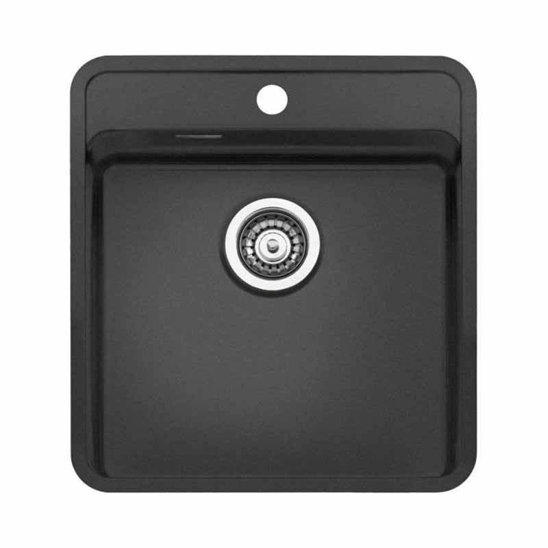 Reginox Ohio 1 Bowl Integrated Sink With Tap Wing - Jet Black - OHIO 40X40 TW JB - TAP 'N' SHOWER