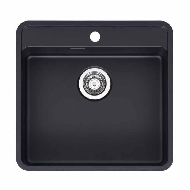 Reginox Ohio 1 Bowl Integrated Sink - Jet Black - OHIO 50X40 JB - TAP 'N' SHOWER