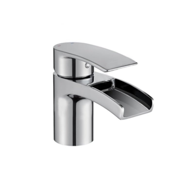 Oakham Tambo Mini Basin Mixer Tap With Waterfall Spout & Click Waste - Chrome - TAP 'N' SHOWER