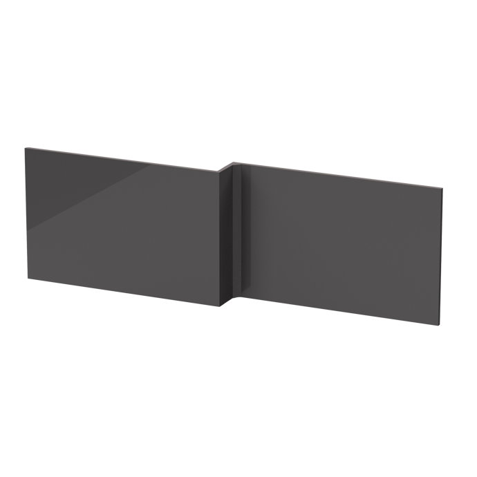 Nuie Athena Gloss Grey contemporary square shower bath front panel with moisture-resistant MDF and sleek gloss grey finish